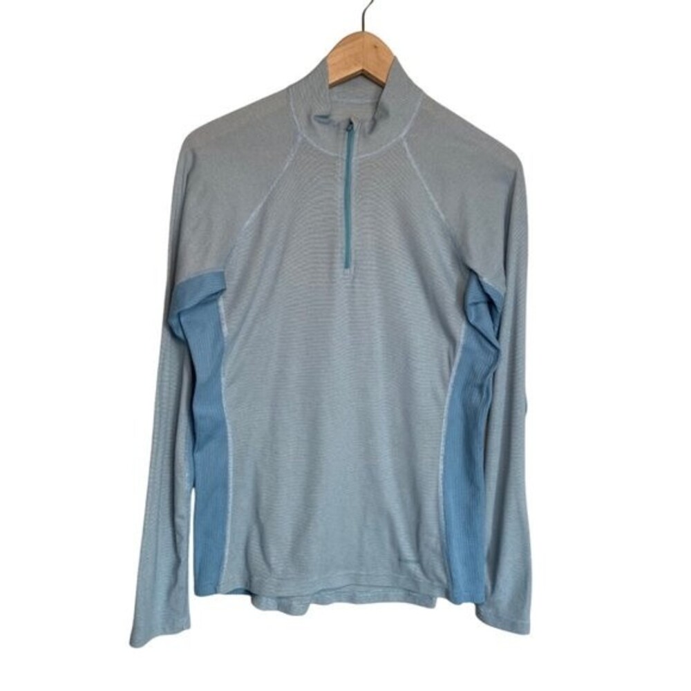 Patagonia Top Women L Blue 1/4 Zip Capilene Performance Base Layer Outdoor